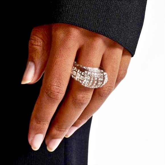 Balmain Lucite & Crystal Cocktail Ring - Picture 8 of 8